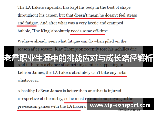 老詹职业生涯中的挑战应对与成长路径解析